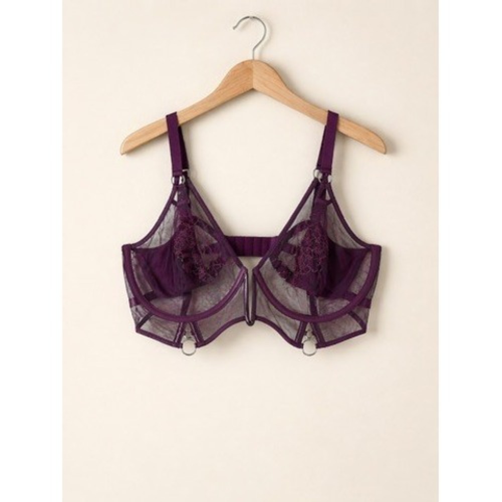 Thistle and Spire Cordial Longline Bra Purple Mesh Lace 40F 311250 NEW